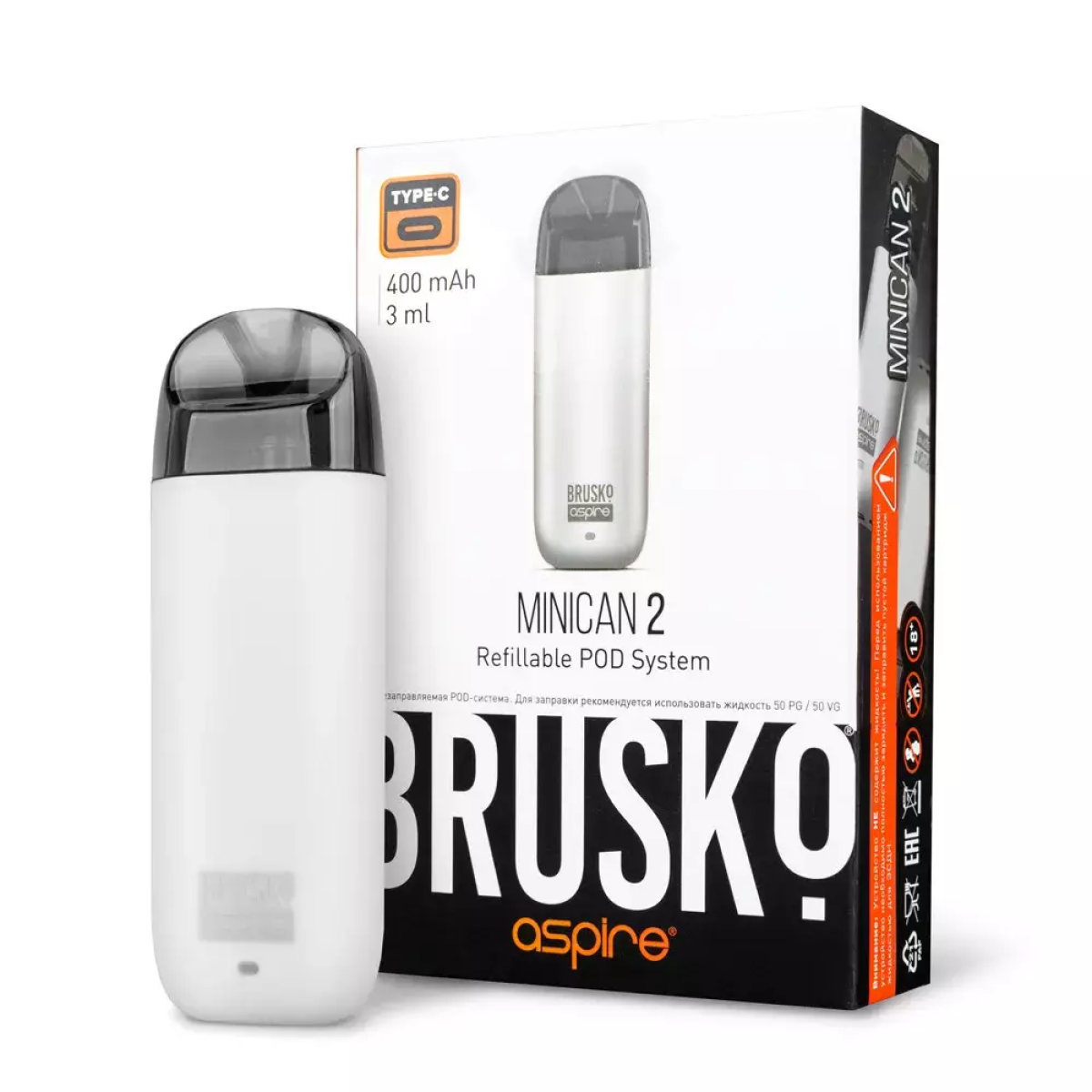 Brusko MINICAN 2 (400 мАч, Белый)
