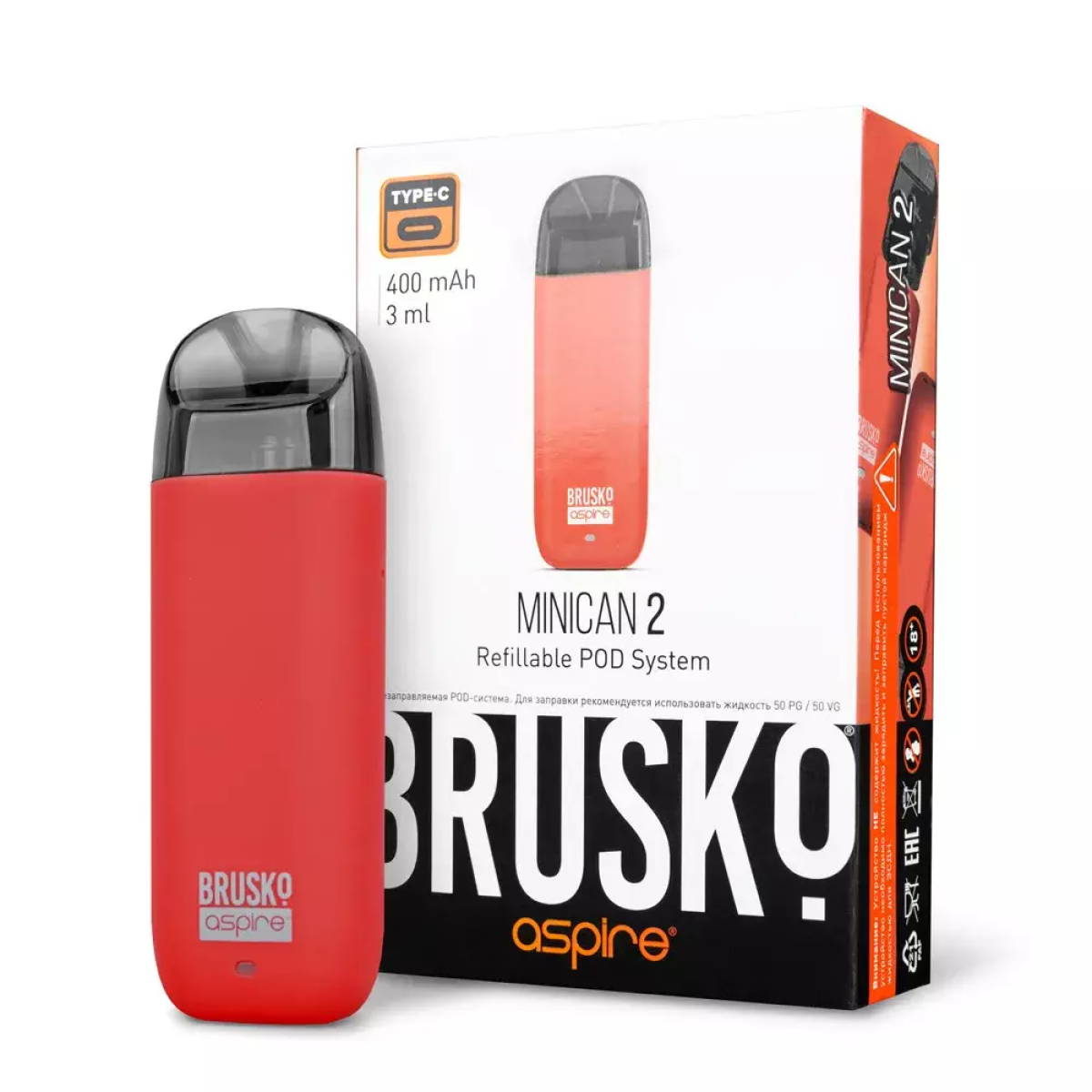 Brusko MINICAN 2 (400 мАч, Красный)
