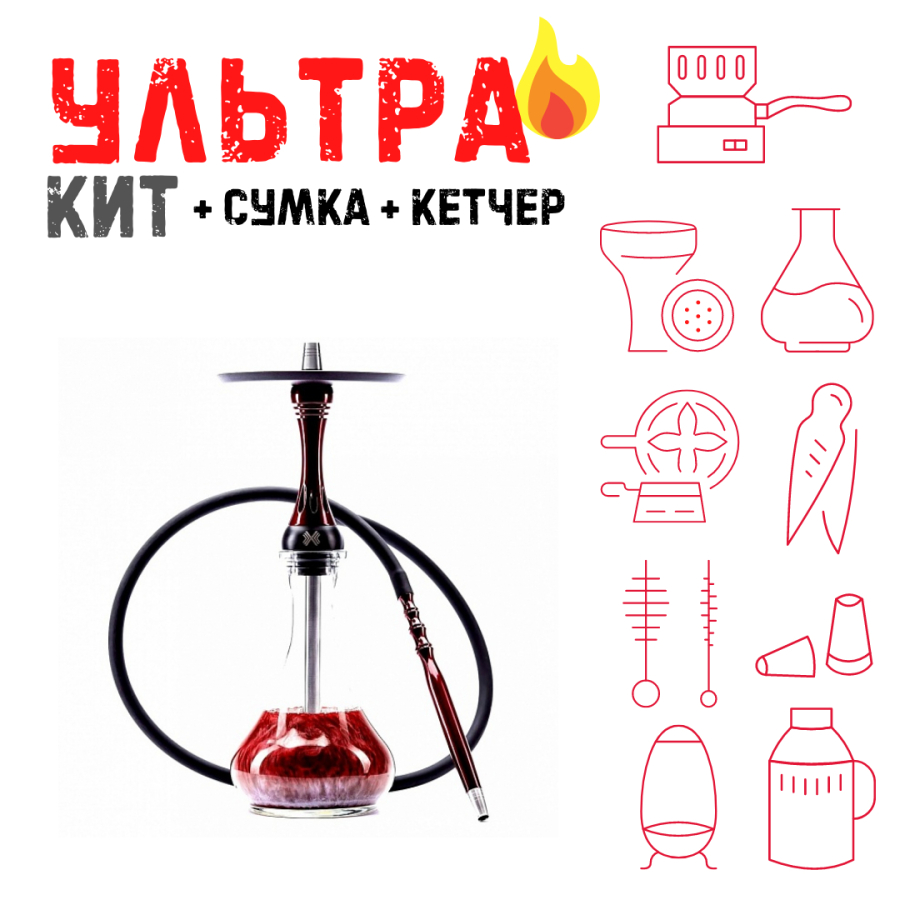 Набор с кальяном  Alpha Hookah X Red Candy ВСЕ ВКЛЮЧЕНО