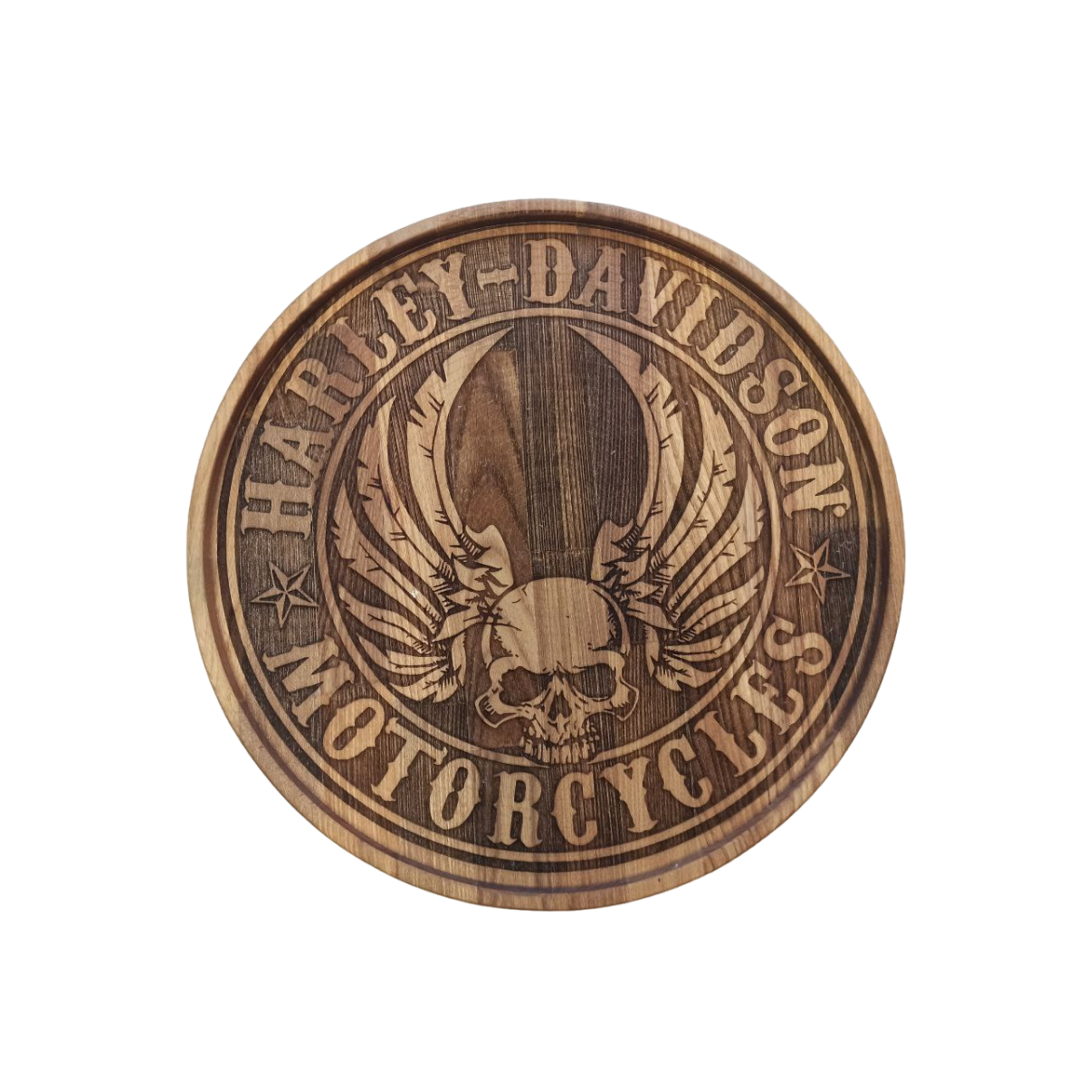 ХукаСтол Поднос Harley Davidson (Коричневый, Бук) для кальяна