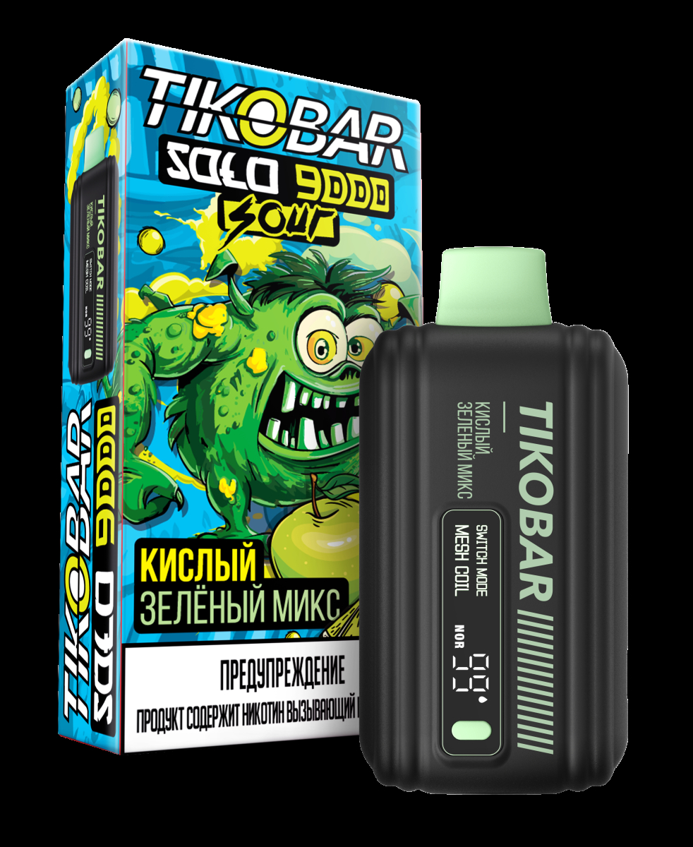 Электронка Tikobar Solo Кислый Зелёный Микс 9000 Затяжек