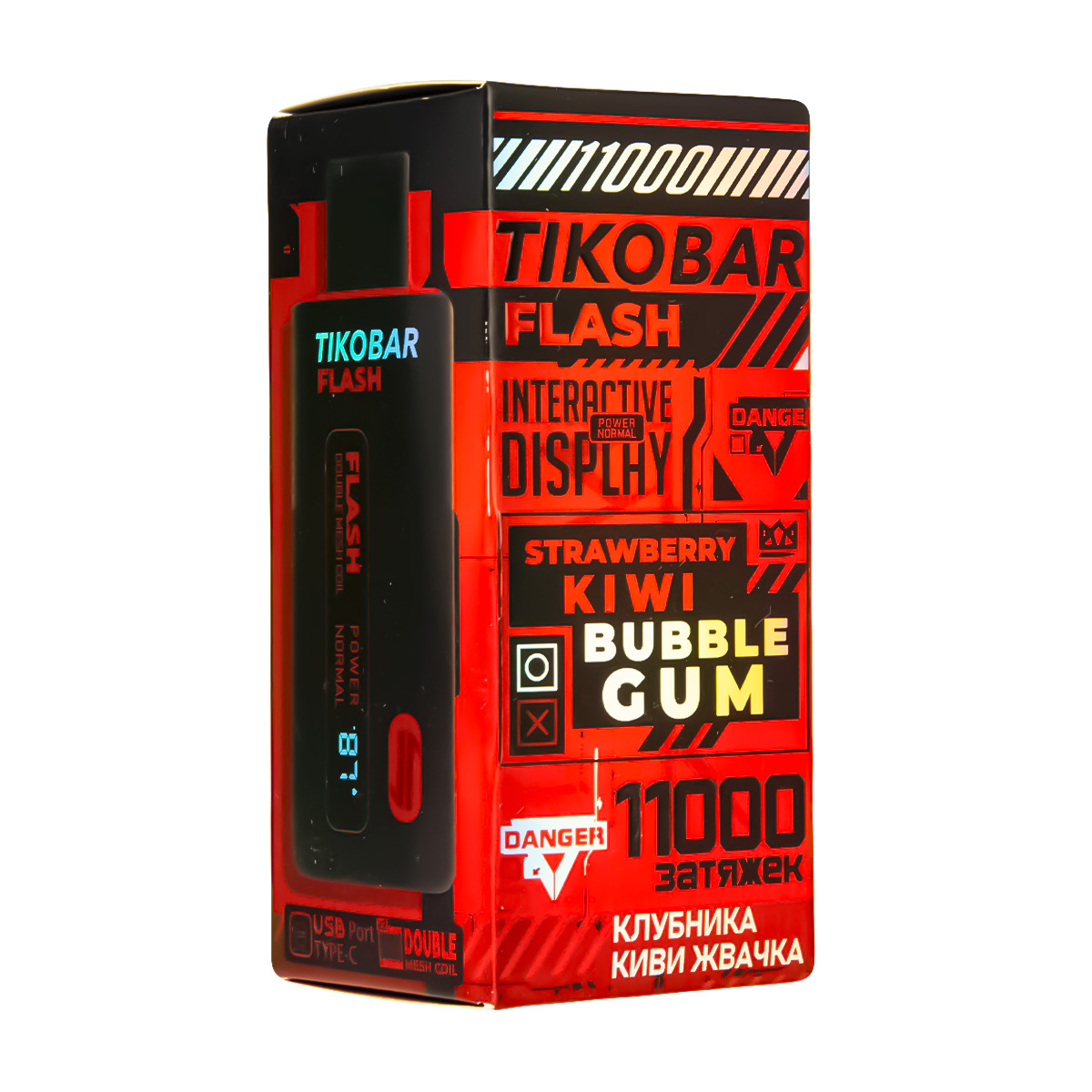 Электронка Tikobar Flash Клубника Киви Жвачка 11000 Затяжек