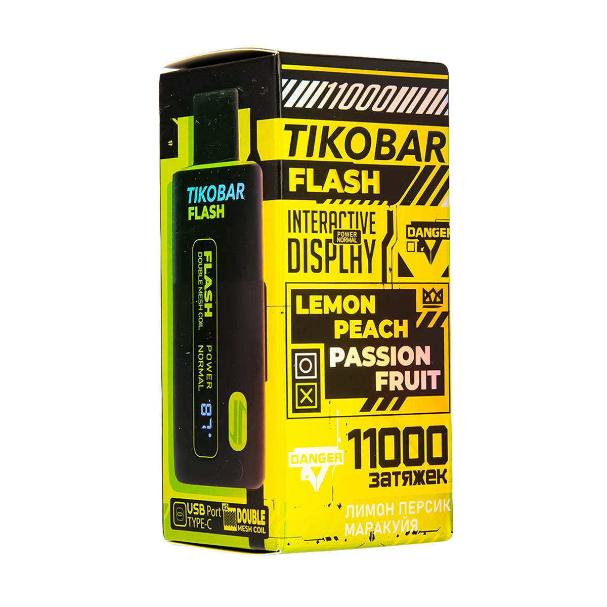 Электронка Tikobar Flash Лимон Персик Маракуйя 11000 Затяжек