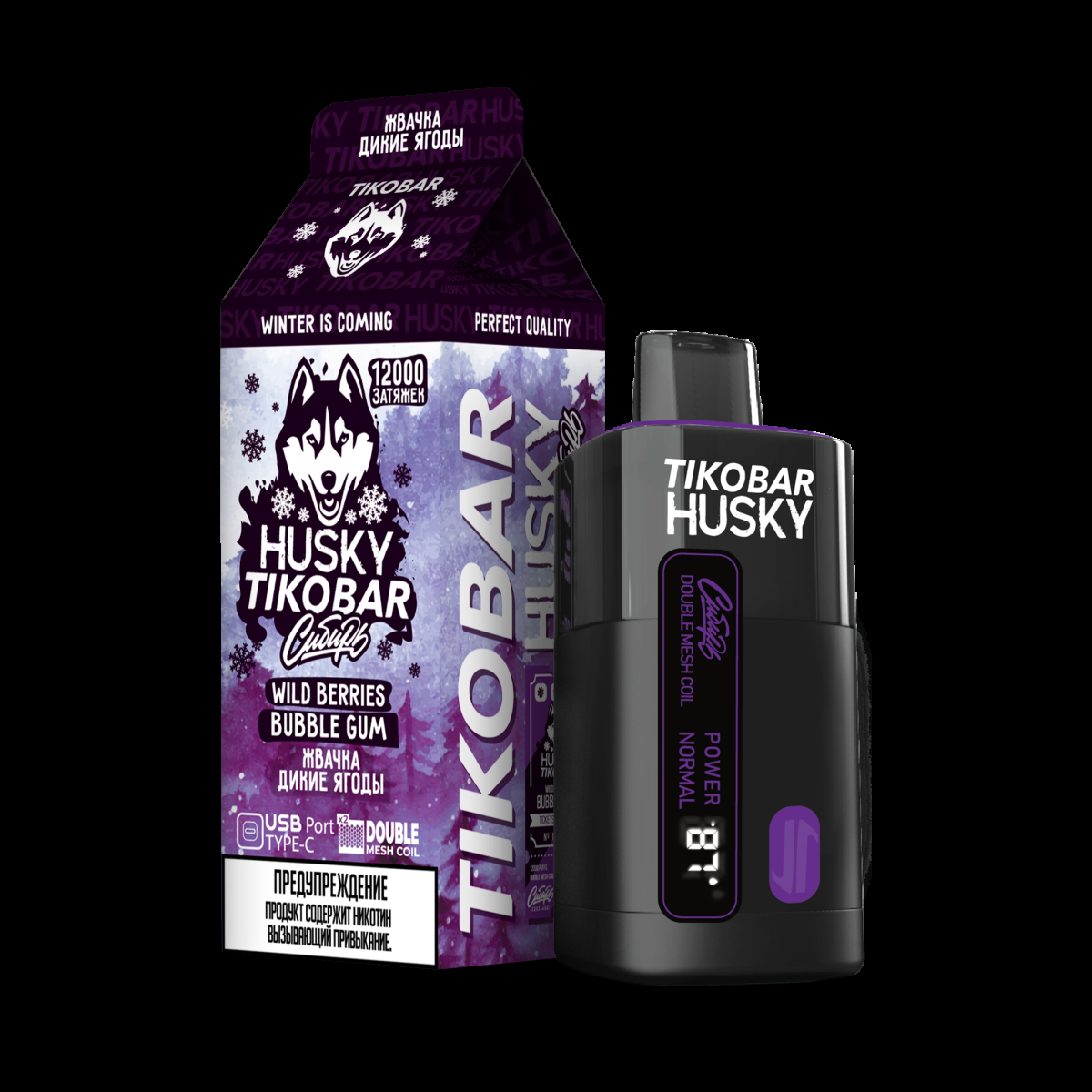 Электронка Tikobar Husky Сибирь Жвачка Дикие Ягоды 12000 Затяжек