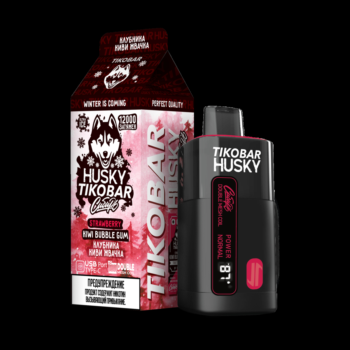 Электронка Tikobar Husky Сибирь Клубника Киви Жвачка 12000 Затяжек