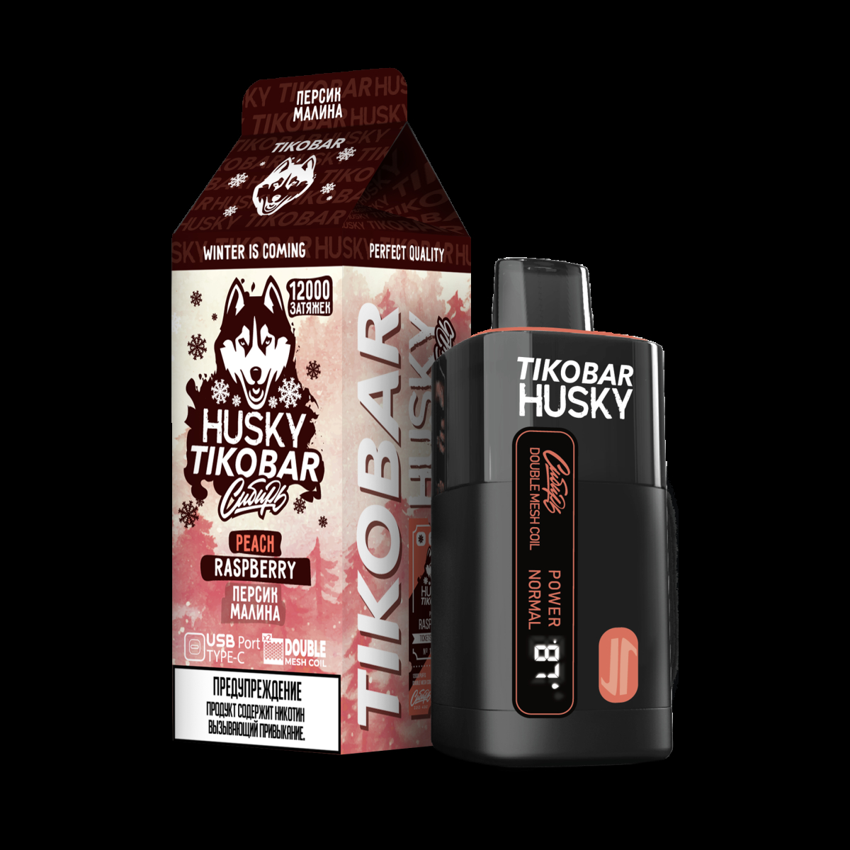 Электронка Tikobar Husky Сибирь Персик Малина 12000 Затяжек