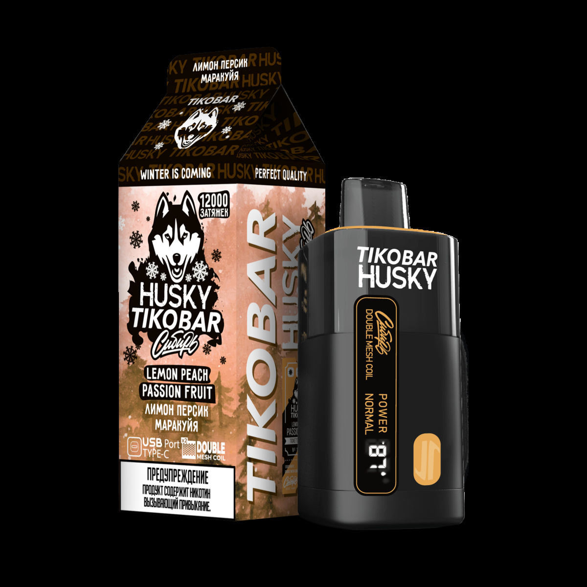 Электронка Tikobar Husky Сибирь Лимон Персик Маракуйя 12000 Затяжек