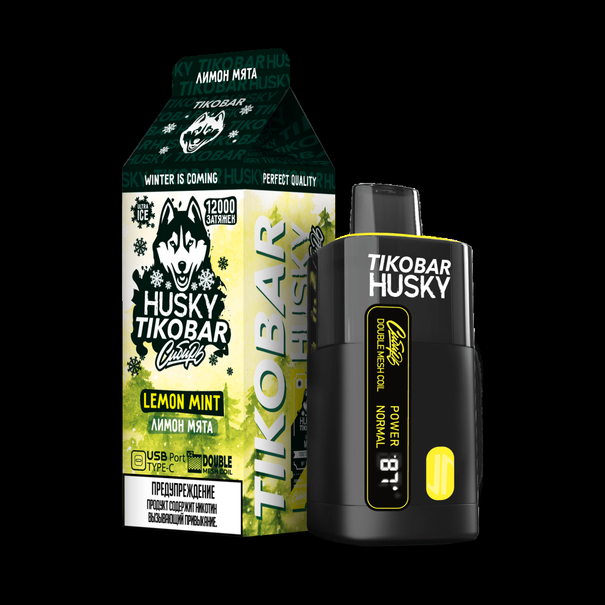 Электронка Tikobar Husky Сибирь Лимон Мята 12000 Затяжек