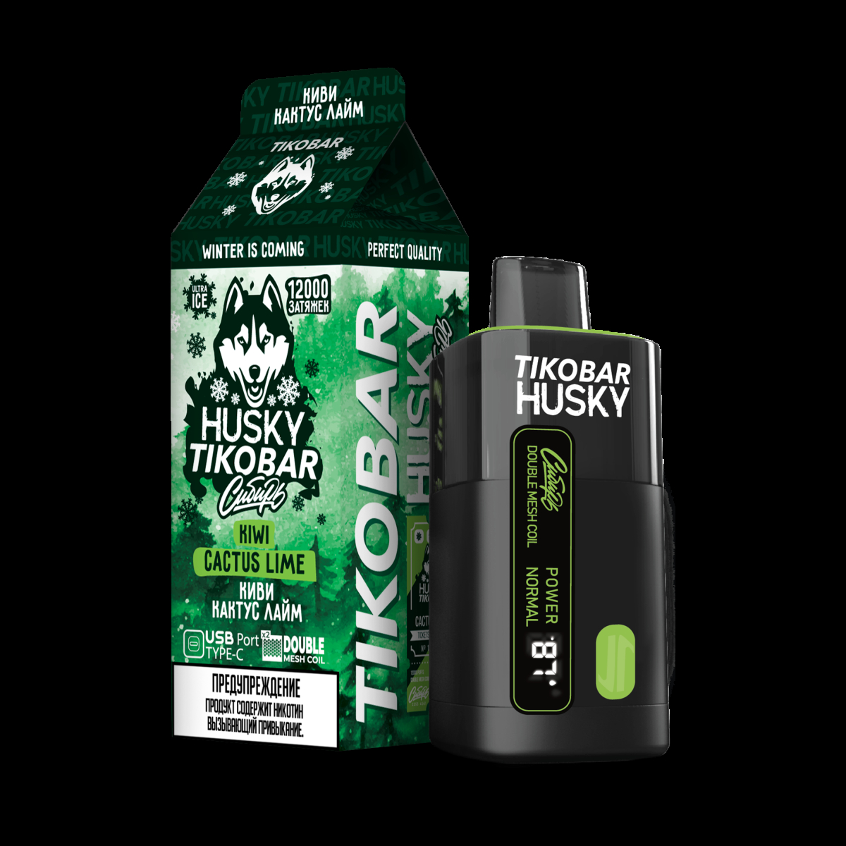 Электронка Tikobar Husky Сибирь Киви Кактус Лайм 12000 Затяжек