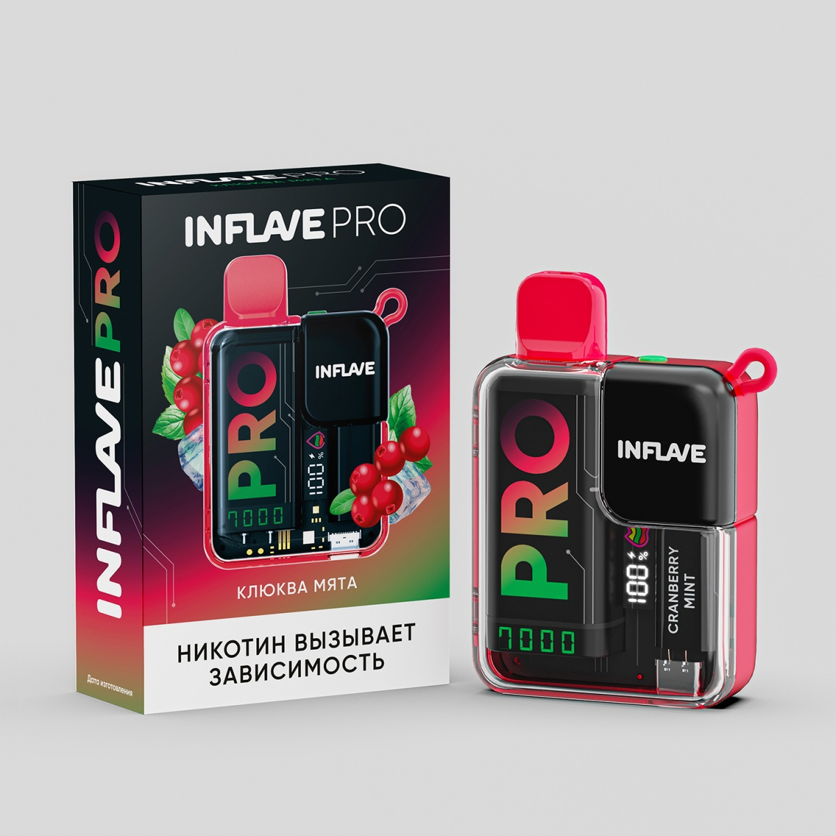 Электронка Inflave Pro Клюква Мята (7000 Затяжек)