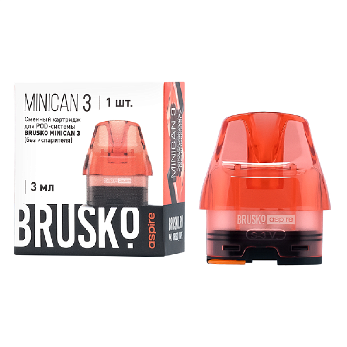 Сменный Картридж Brusko Minican 3, (Красный), 3 Мл, Упак. 1 Шт