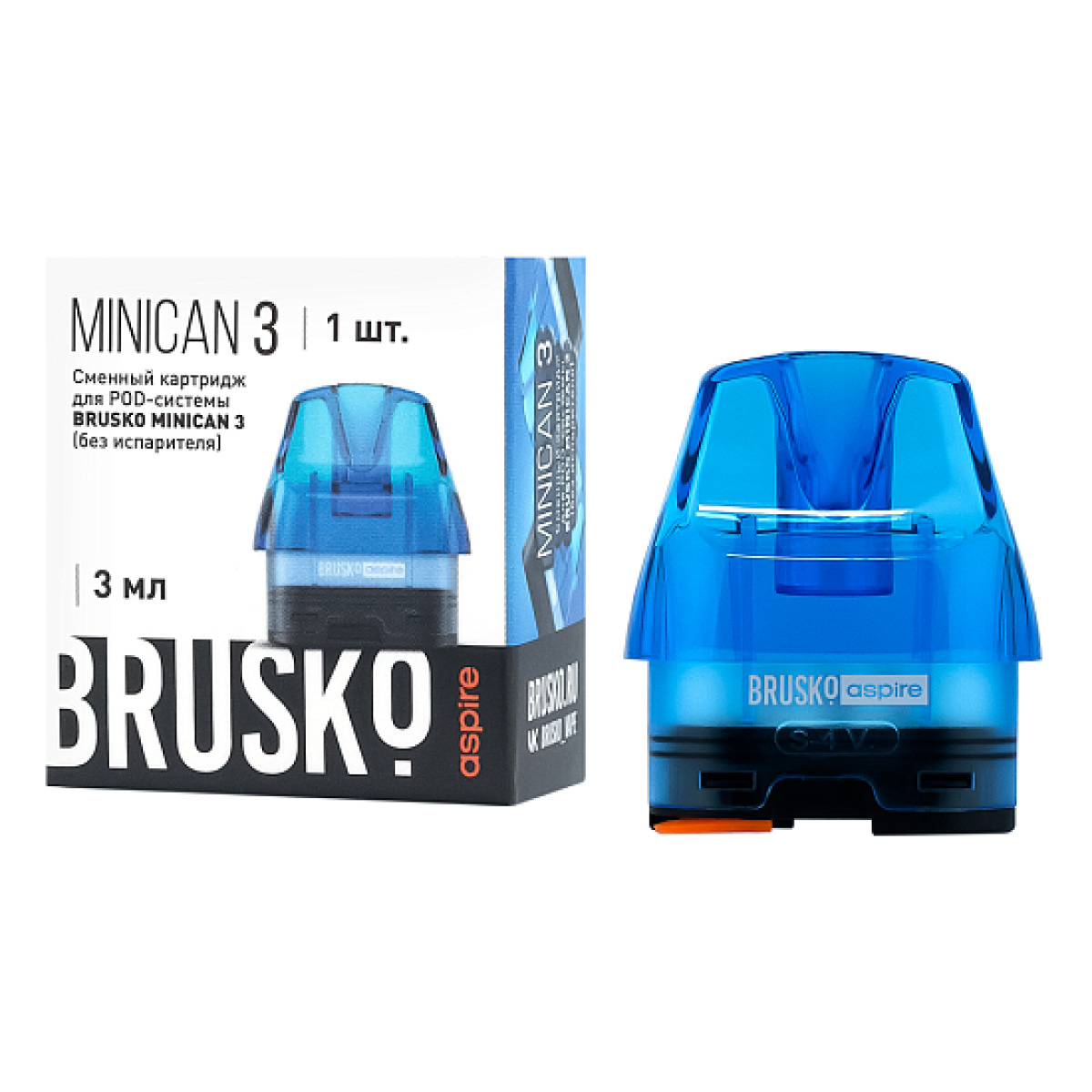 Сменный Картридж Brusko Minican 3, (Синий), 3 Мл, Упак. 1 Шт