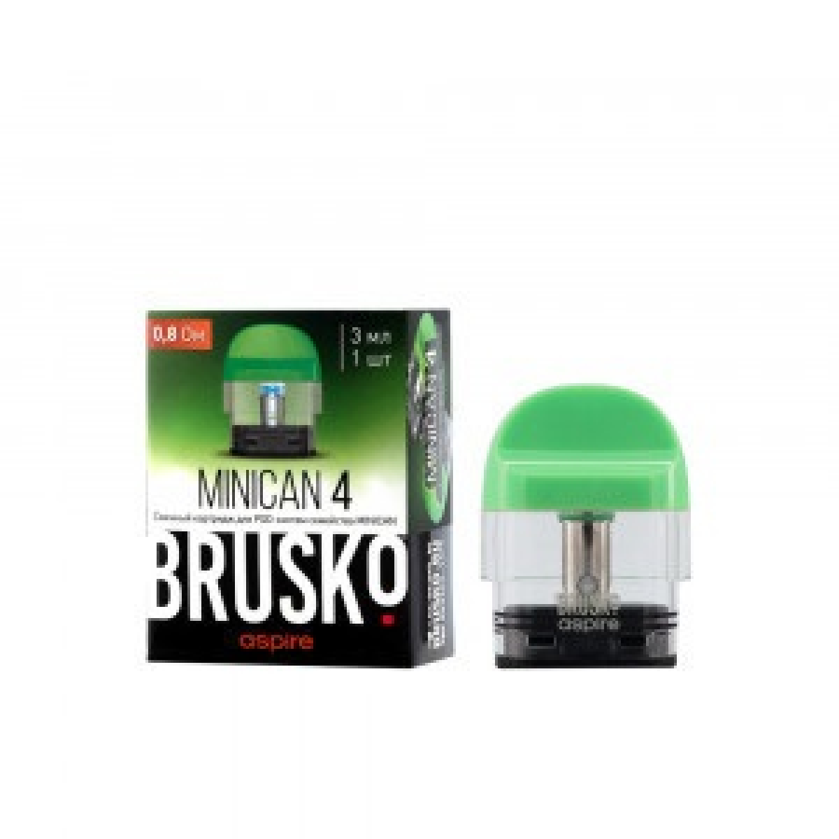 Сменный Картридж Brusko Minican 4 (3Мл) 0,8 Ом, Упак. 1 Шт зеленый