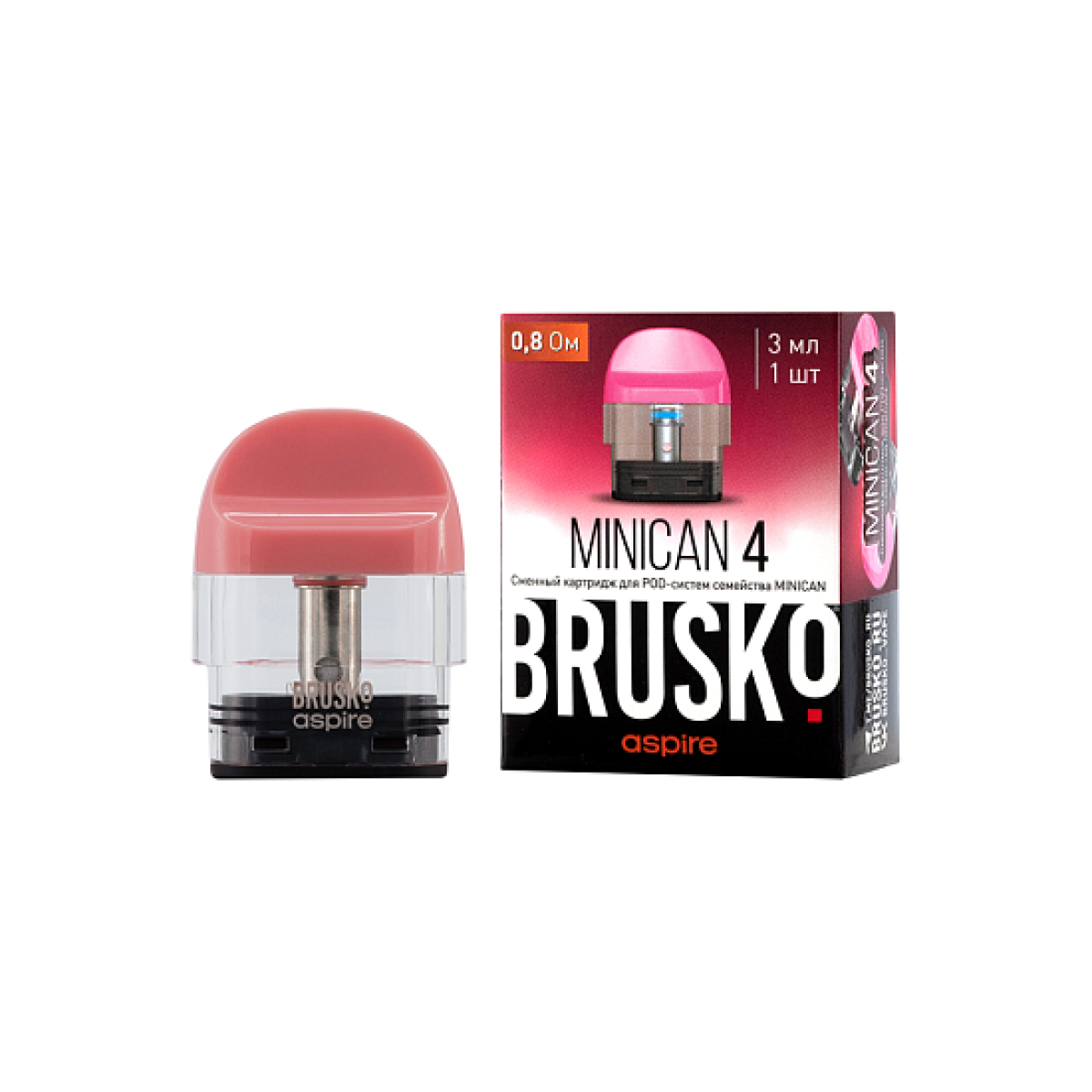 Сменный Картридж Brusko Minican 4 (3Мл) 0,8 Ом, Упак. 1 Шт розовый