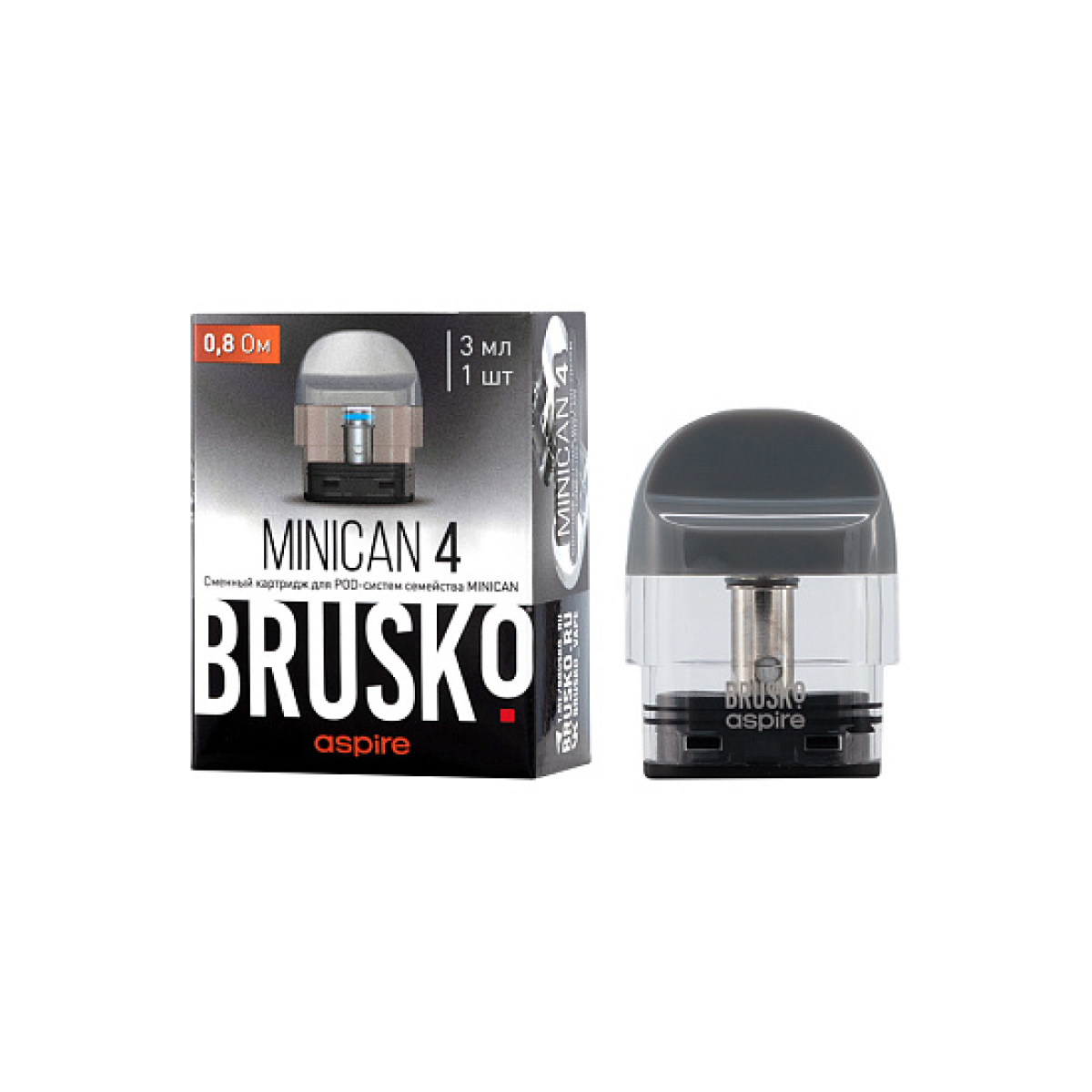 Сменный Картридж Brusko Minican 4 (3Мл) 0,8 Ом, Упак. 1 Шт серый
