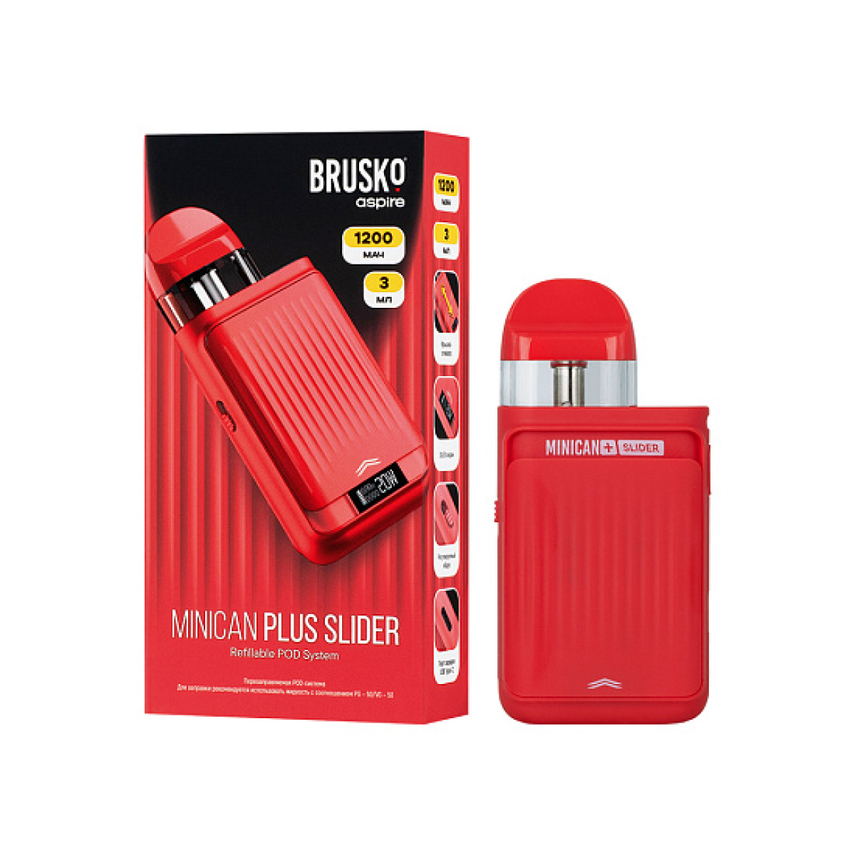 POD-система Brusko Minican Plus Slider Красный