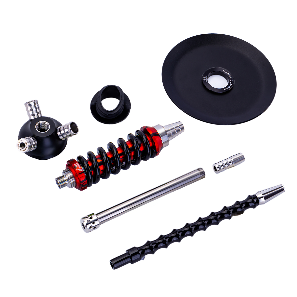 Кальян Mamay Customs Coilover Micro Чёрно Красный Сплеш
